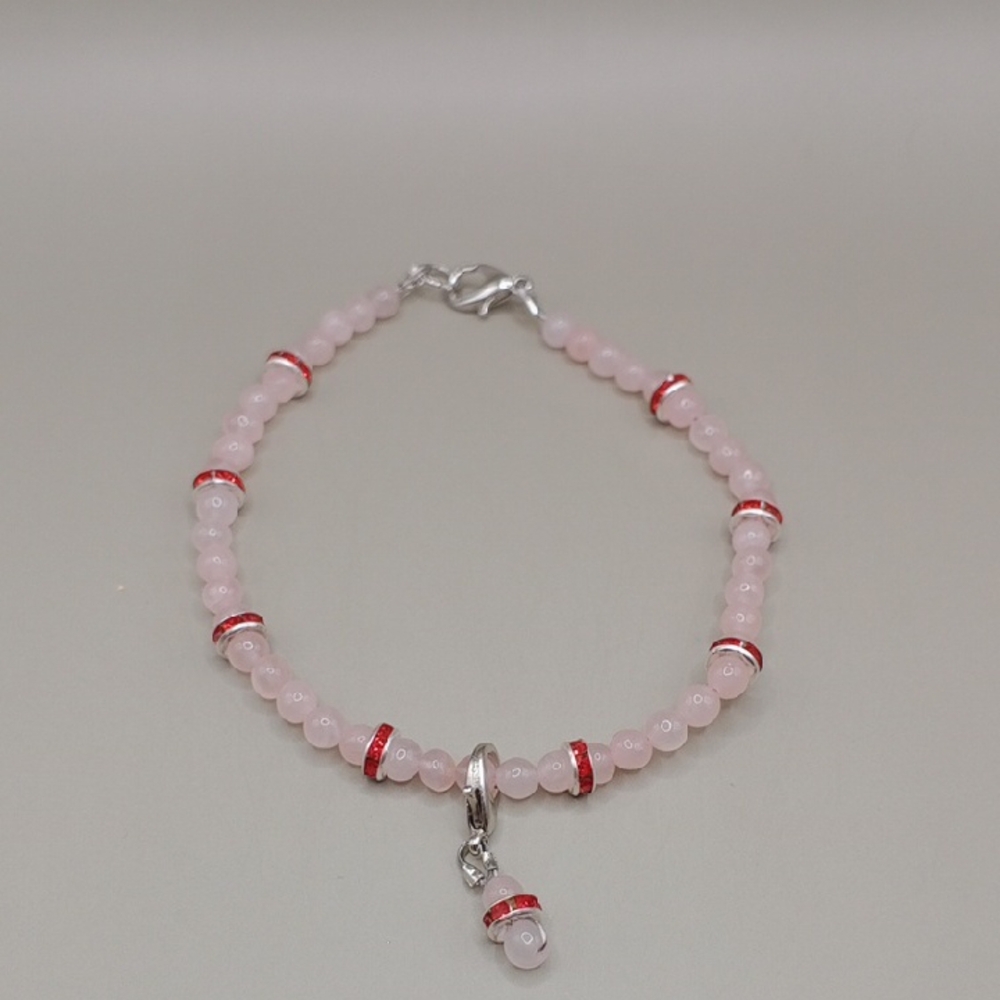 Elegant Pink Quartz Beaded Bracelet